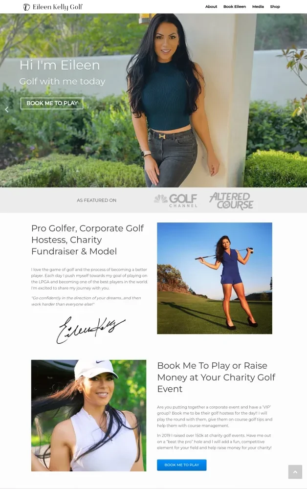 Eileen Kelly Golf Home Page Screenshot